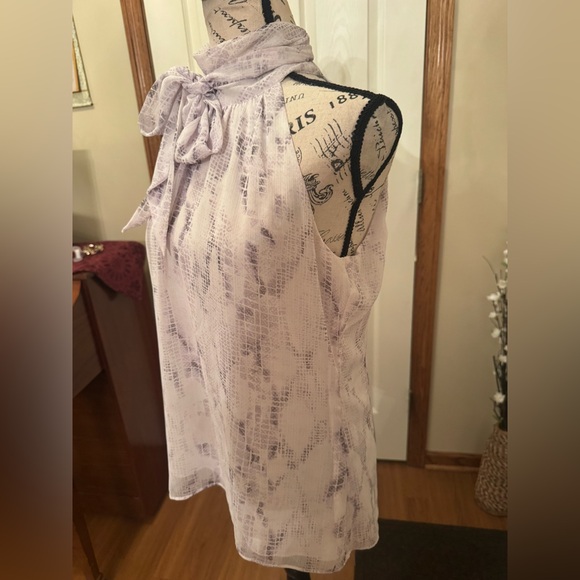 White House Black Market purple and white snake skin halter top - removable bow - Picture 6 of 14